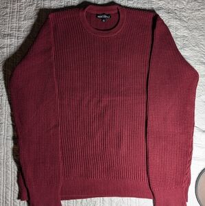 J. Crew Red Crewneck Sweater with Ribbed Knit Texture